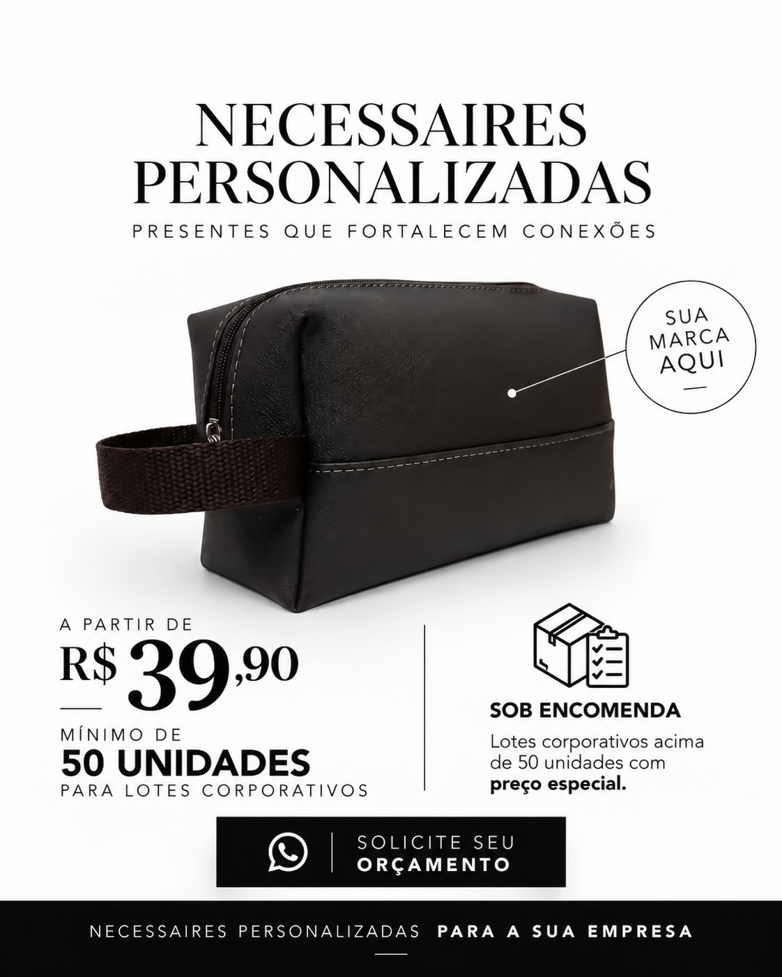 Necessaire preta personalizada