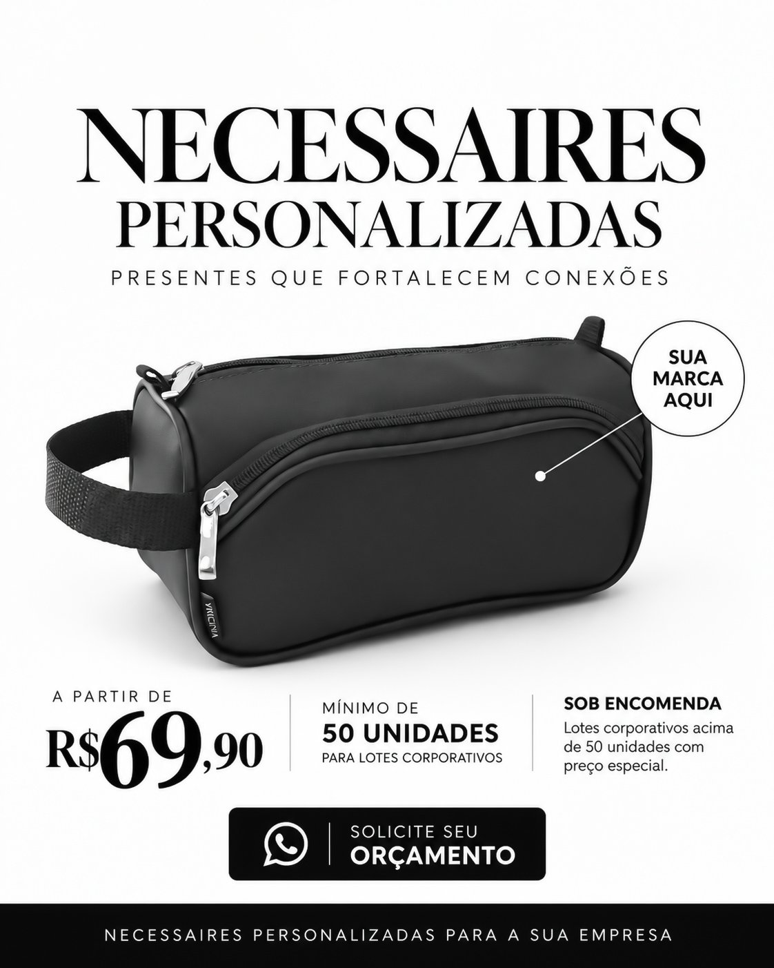 Necessaire preta com alça