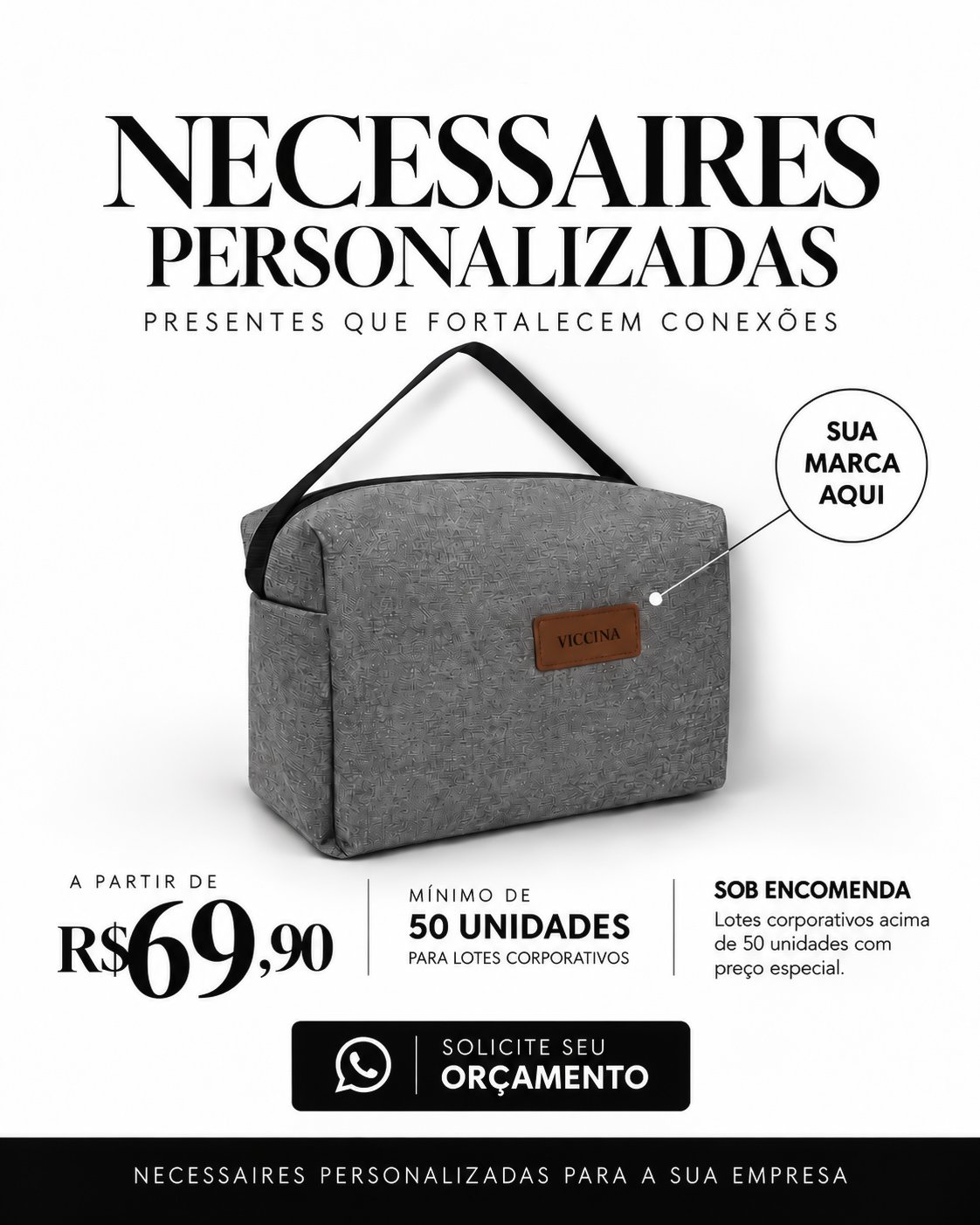 Necessaire cinza personalizada